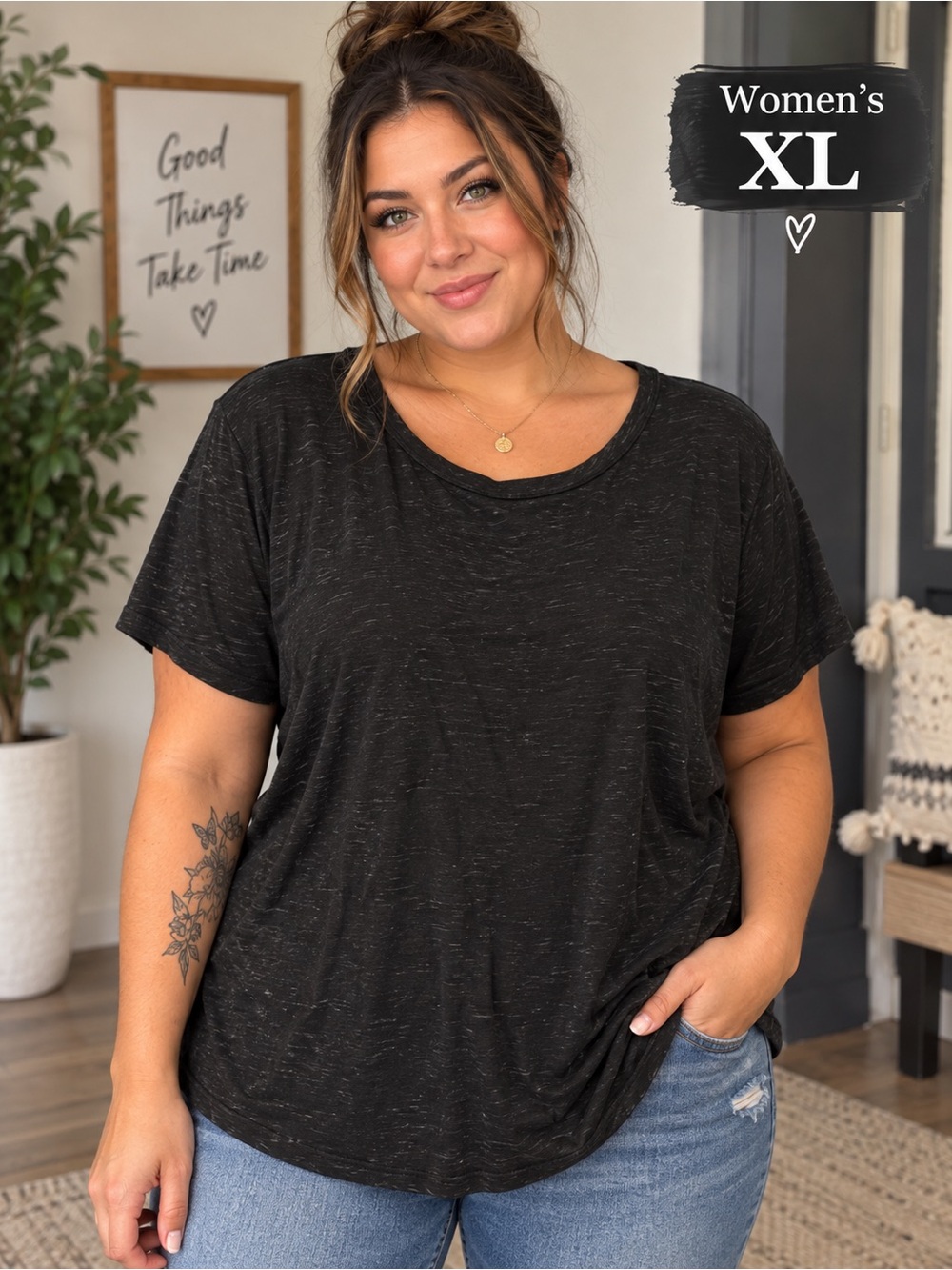 Avia Women's Black Short Sleeve Crewneck Tee SIZE XL